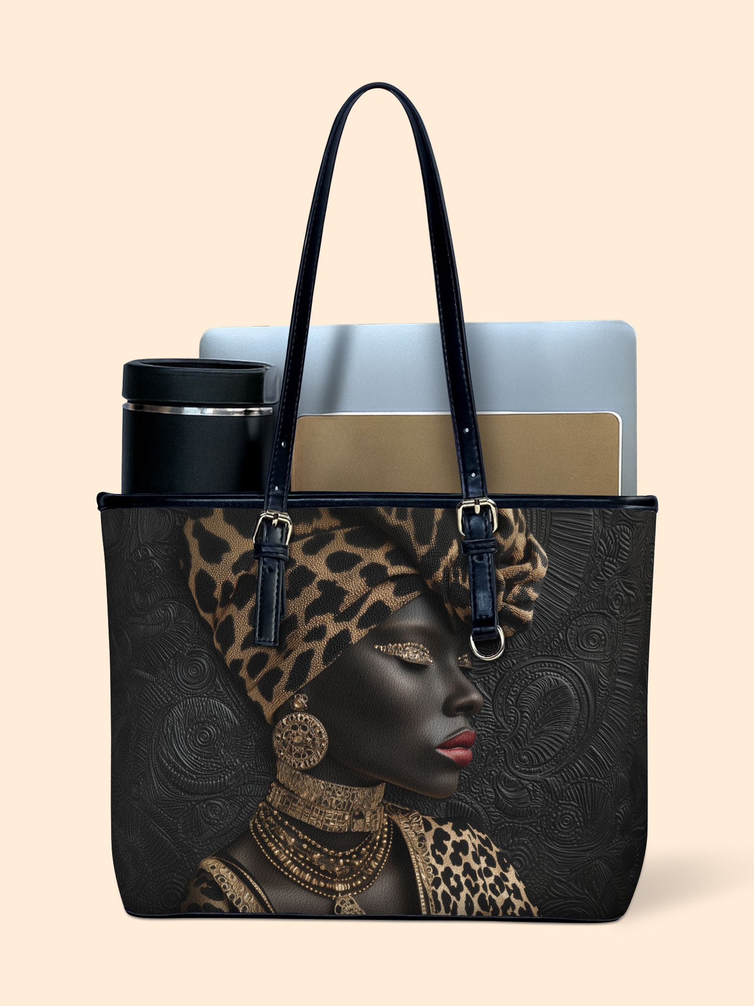 African Grace Leather Bucket Bag QR0XD723