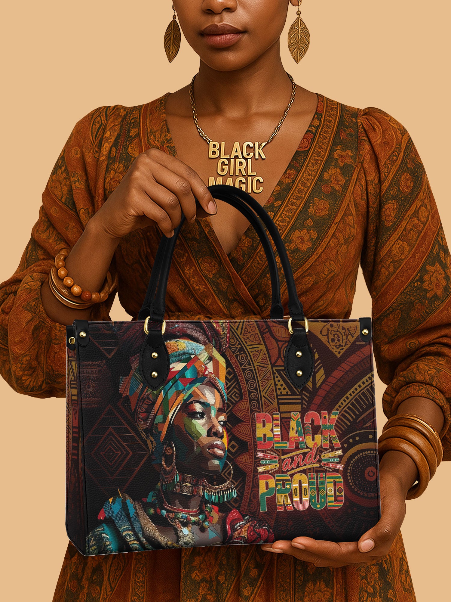 Black Proud Premium Leather Handbag QR0XD127