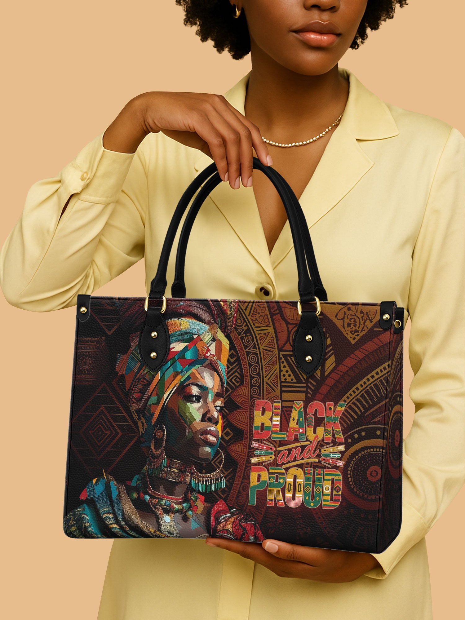 Black Proud Premium Leather Handbag QR0XD127