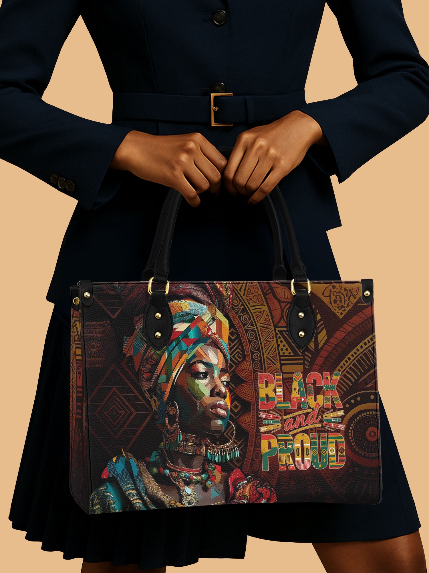 Black Proud Premium Leather Handbag QR0XD127