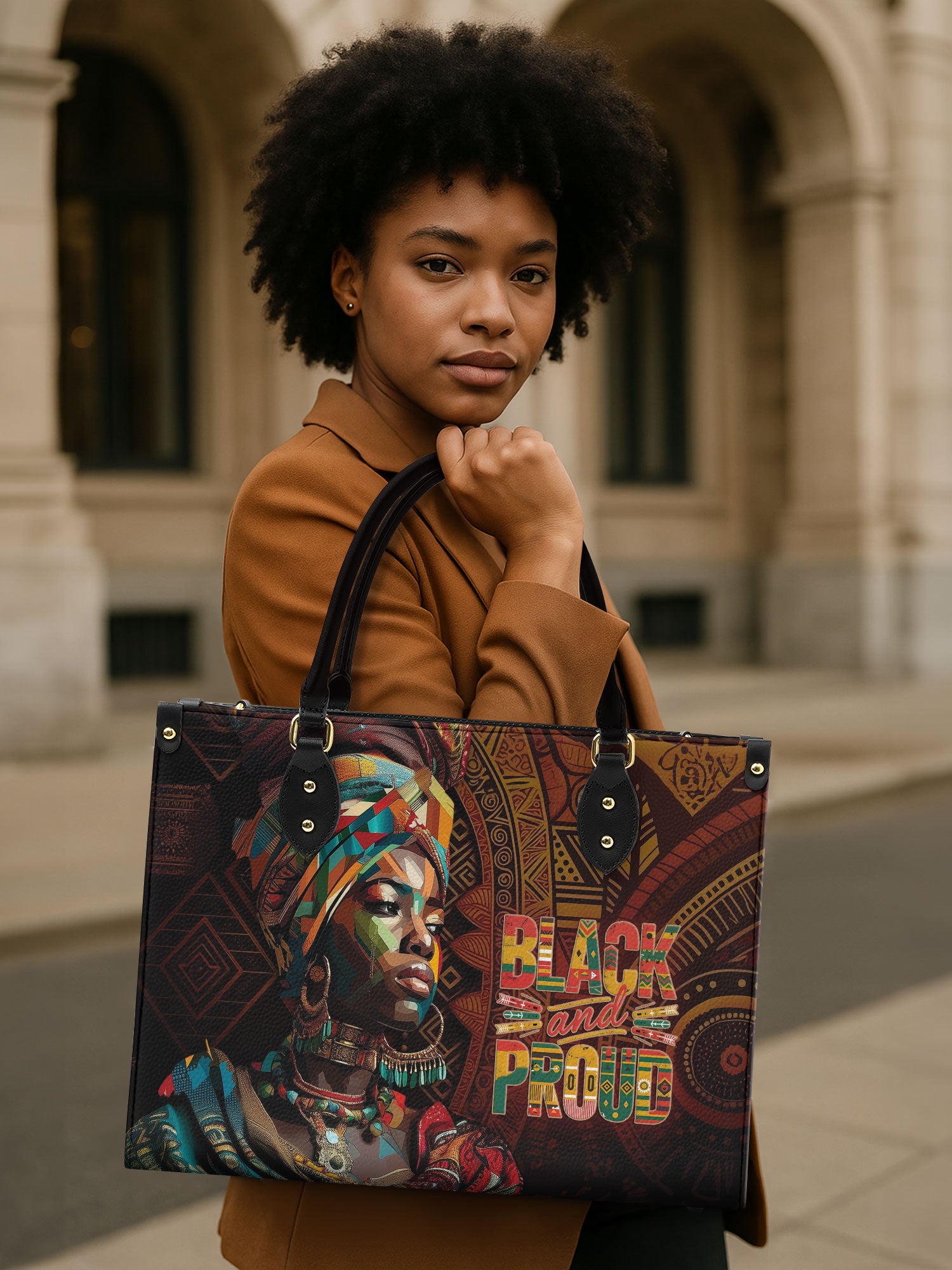 Black Proud Premium Leather Handbag QR0XD127