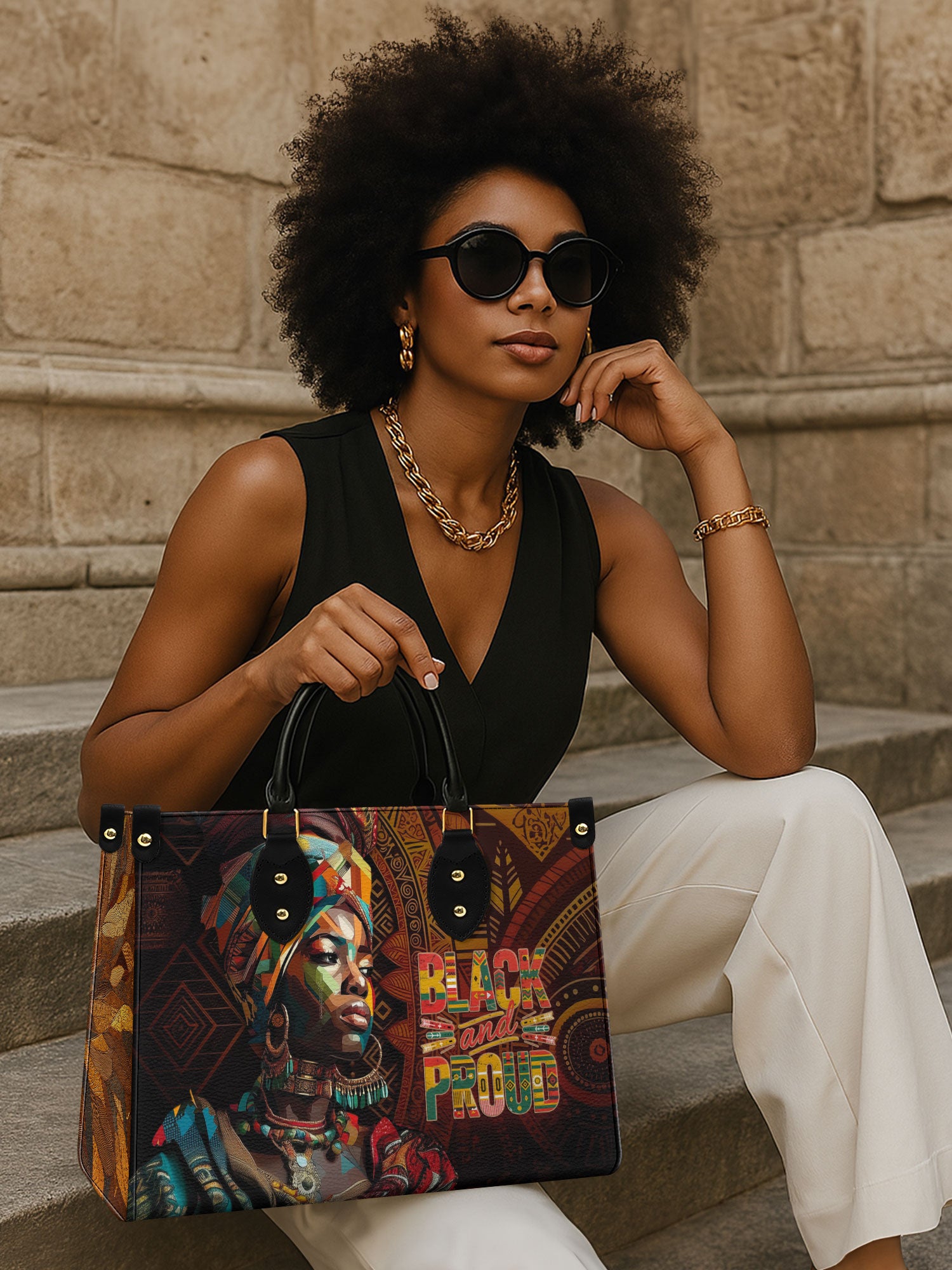 Black Proud Premium Leather Handbag QR0XD127