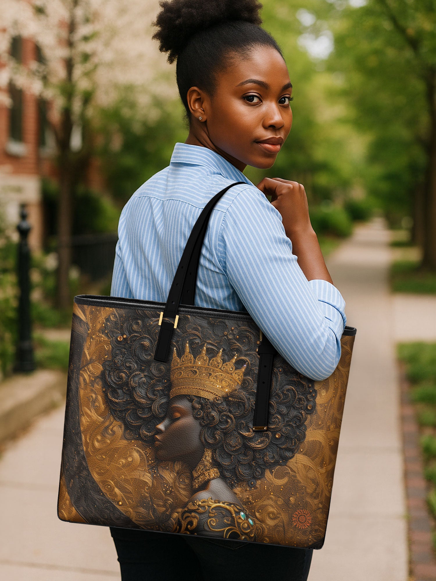 Melanin Spell Sleek Leather Tote QR0XD121