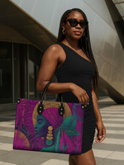 Golden Halo Portrait Premium Leather Handbag QR0HH120