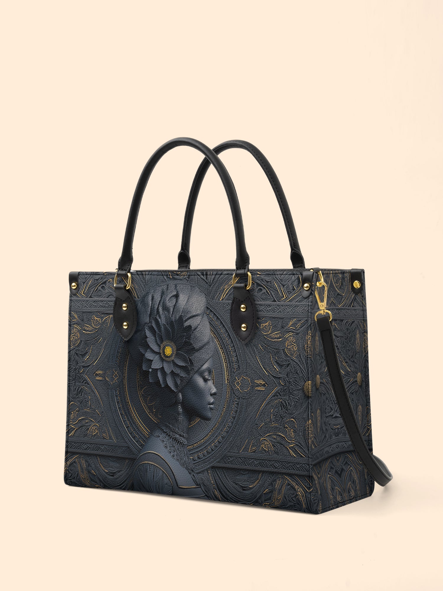 Midnight Bloom Premium Leather Handbag QR0TV146