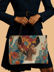 Golden Bloom Premium Leather Handbag QR0HH073