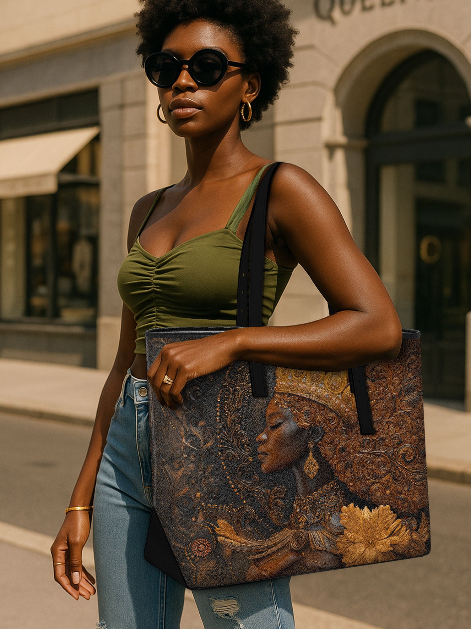 Queen Rising Sleek Leather Tote QR0XD122