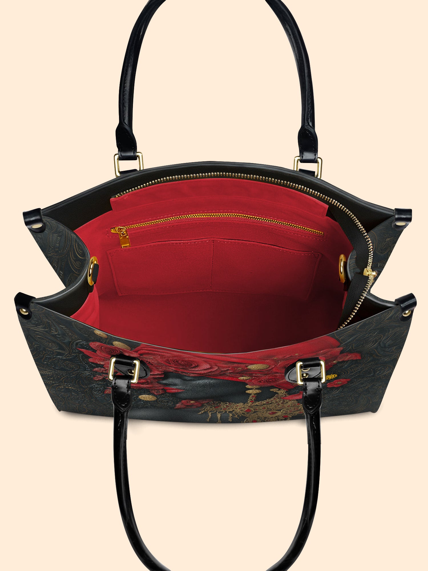 Scarlet Rose Inferno Premium Leather Handbag QR0XD294