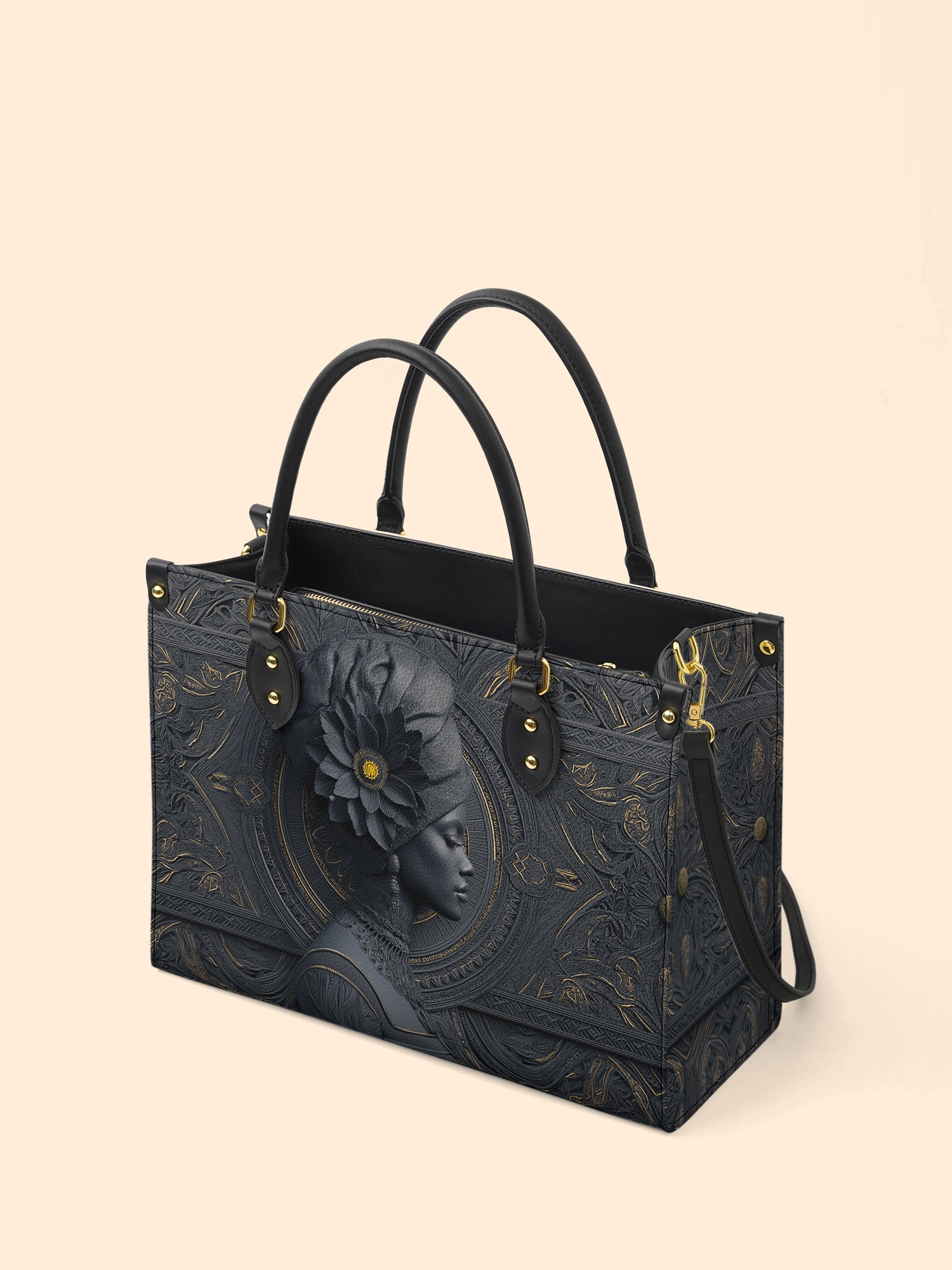 Midnight Bloom Premium Leather Handbag QR0TV146
