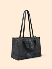 Midnight Bloom Premium Leather Handbag QR0TV146