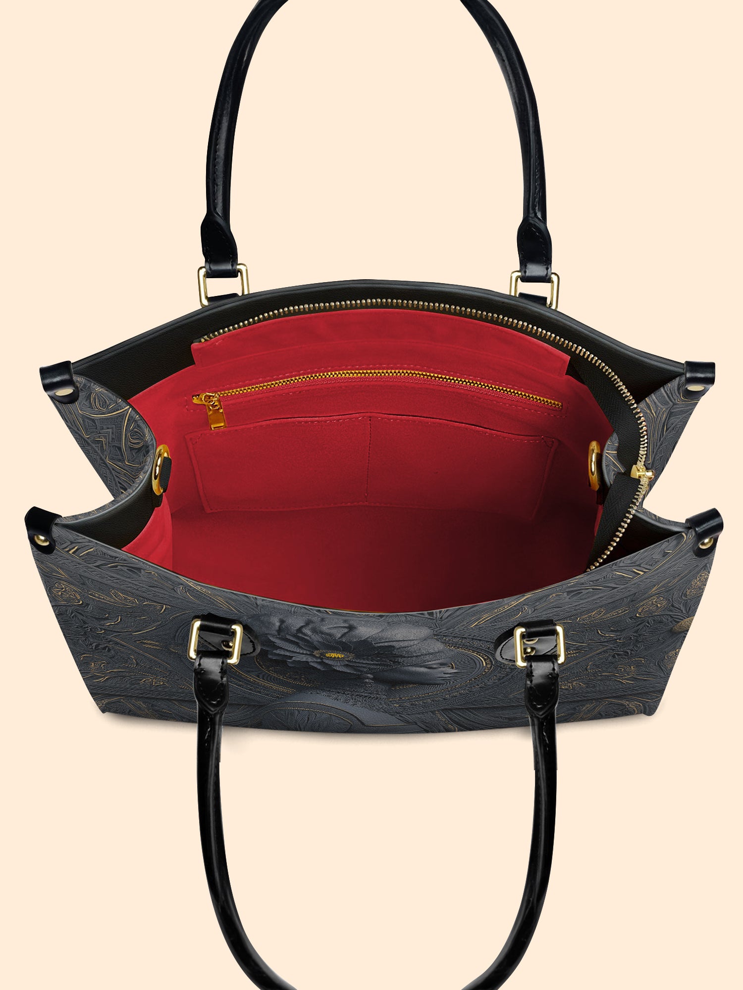 Midnight Bloom Premium Leather Handbag QR0TV146