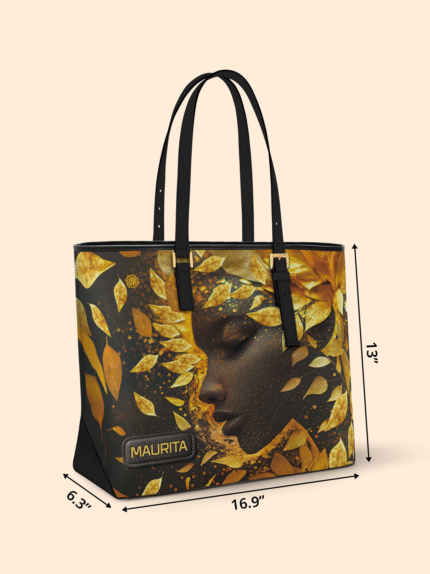 Leaves Woman Sleek Leather Tote