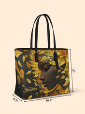 Leaves Woman Sleek Leather Tote