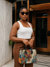 Golden Bloom Premium Leather Handbag QR0HH073