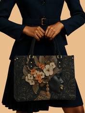 Orange Blooms Queen Premium Leather Handbag QR0XD293