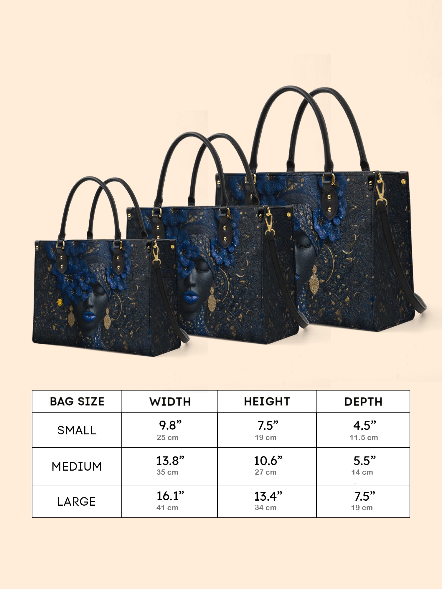 Midnight Bluebonnet Premium Leather Handbag QR0XD292