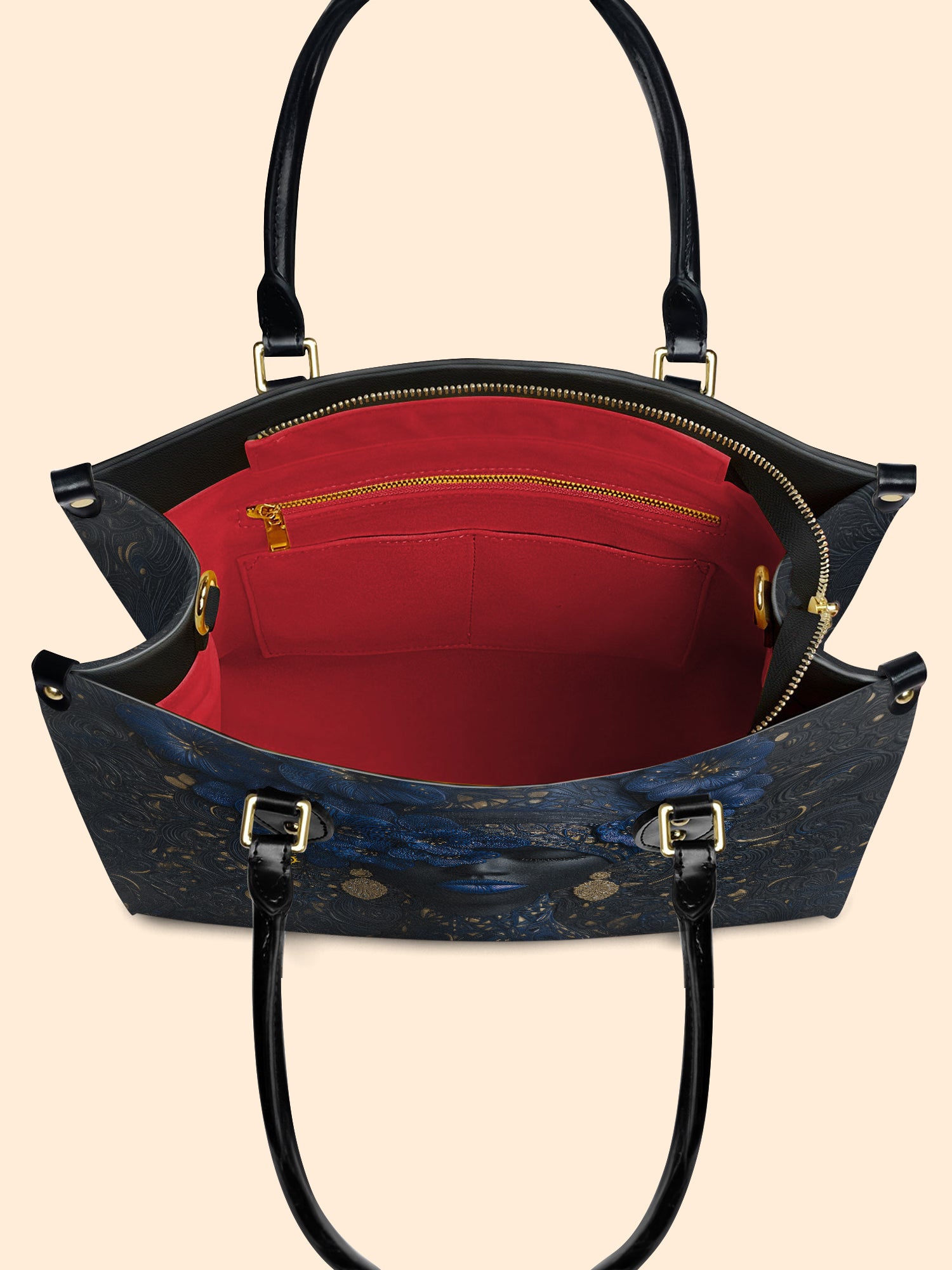 Midnight Bluebonnet Premium Leather Handbag QR0XD292