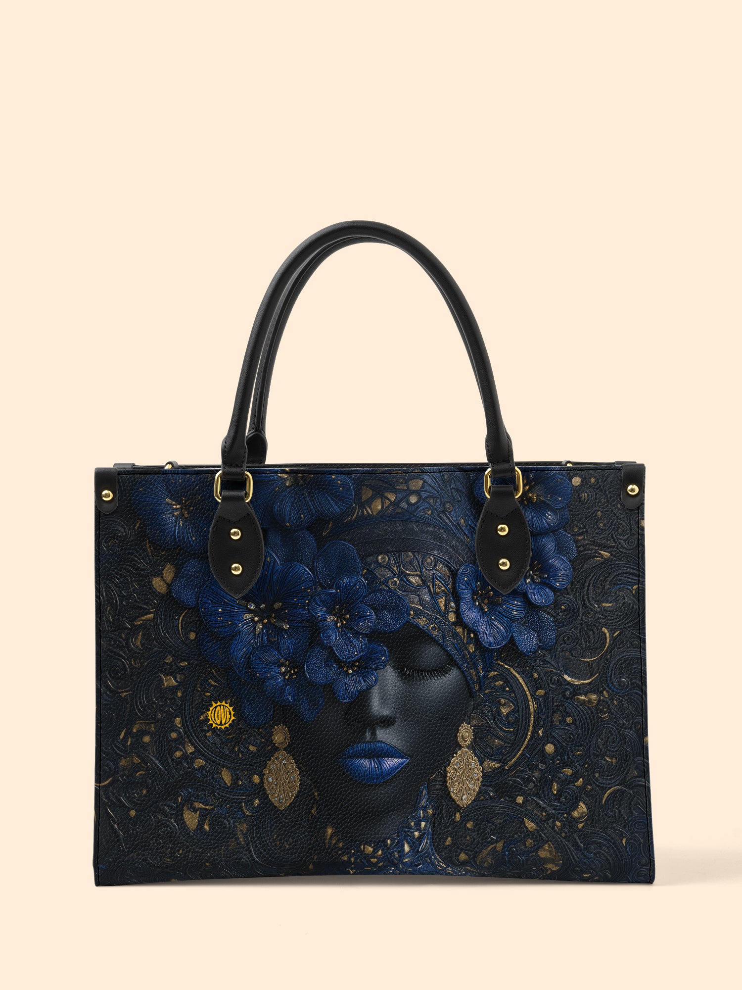 Midnight Bluebonnet Premium Leather Handbag QR0XD292