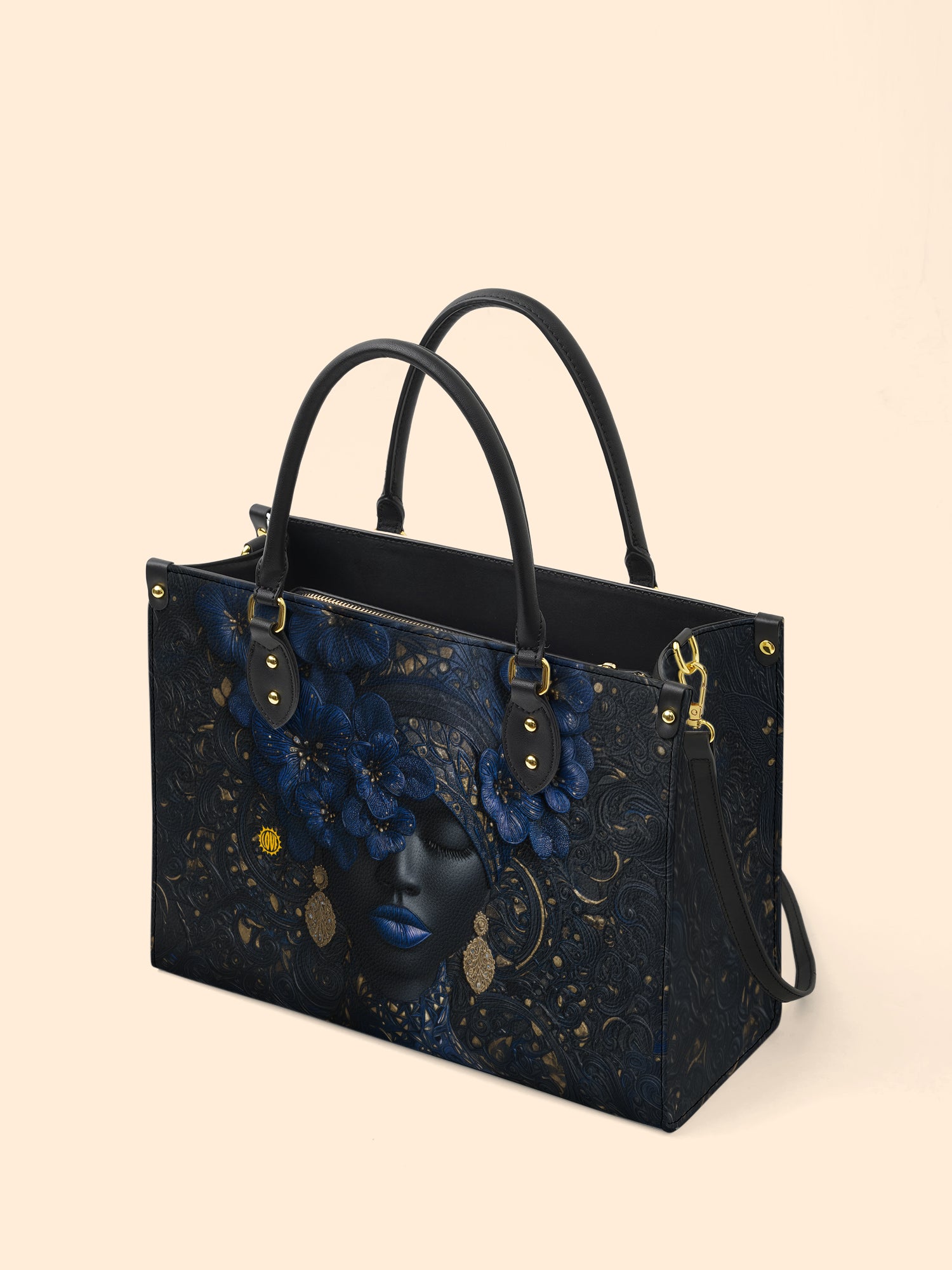 Midnight Bluebonnet Premium Leather Handbag QR0XD292