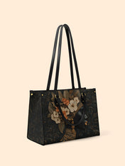 Orange Blooms Queen Premium Leather Handbag QR0XD293
