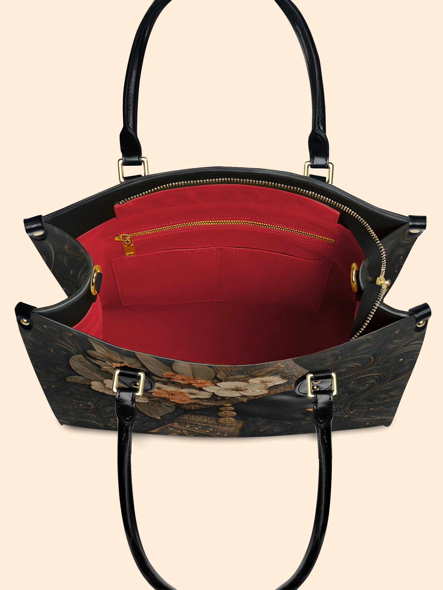 Orange Blooms Queen Premium Leather Handbag QR0XD293