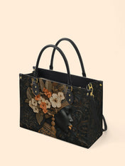 Orange Blooms Queen Premium Leather Handbag QR0XD293