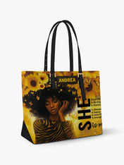 She Is Me Sleek Leather Tote