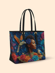 Blue Garden Sleek Leather Tote