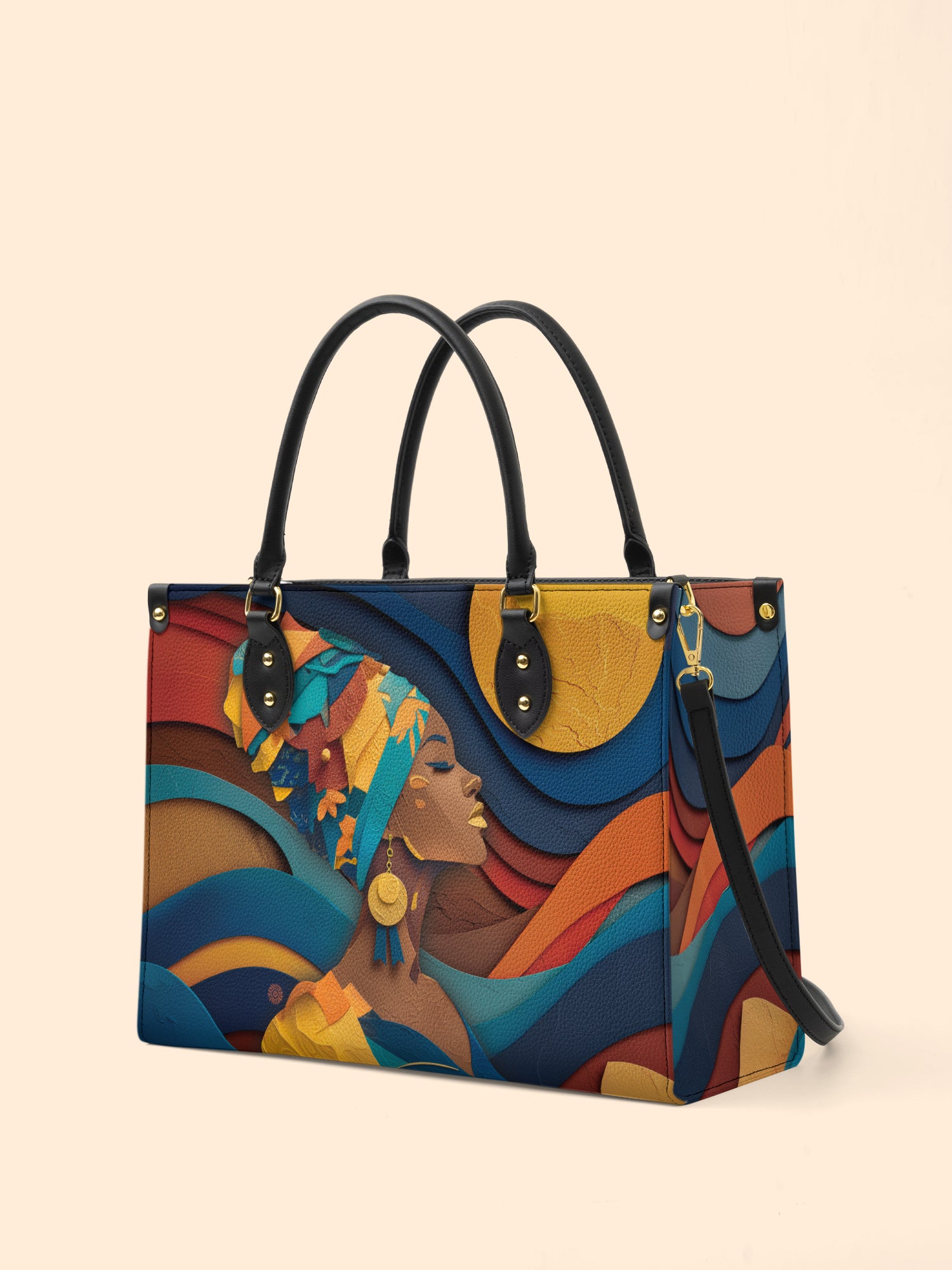 Woman in Headwrap Premium Leather Handbag QR0HH021