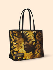 Leaves Woman Sleek Leather Tote