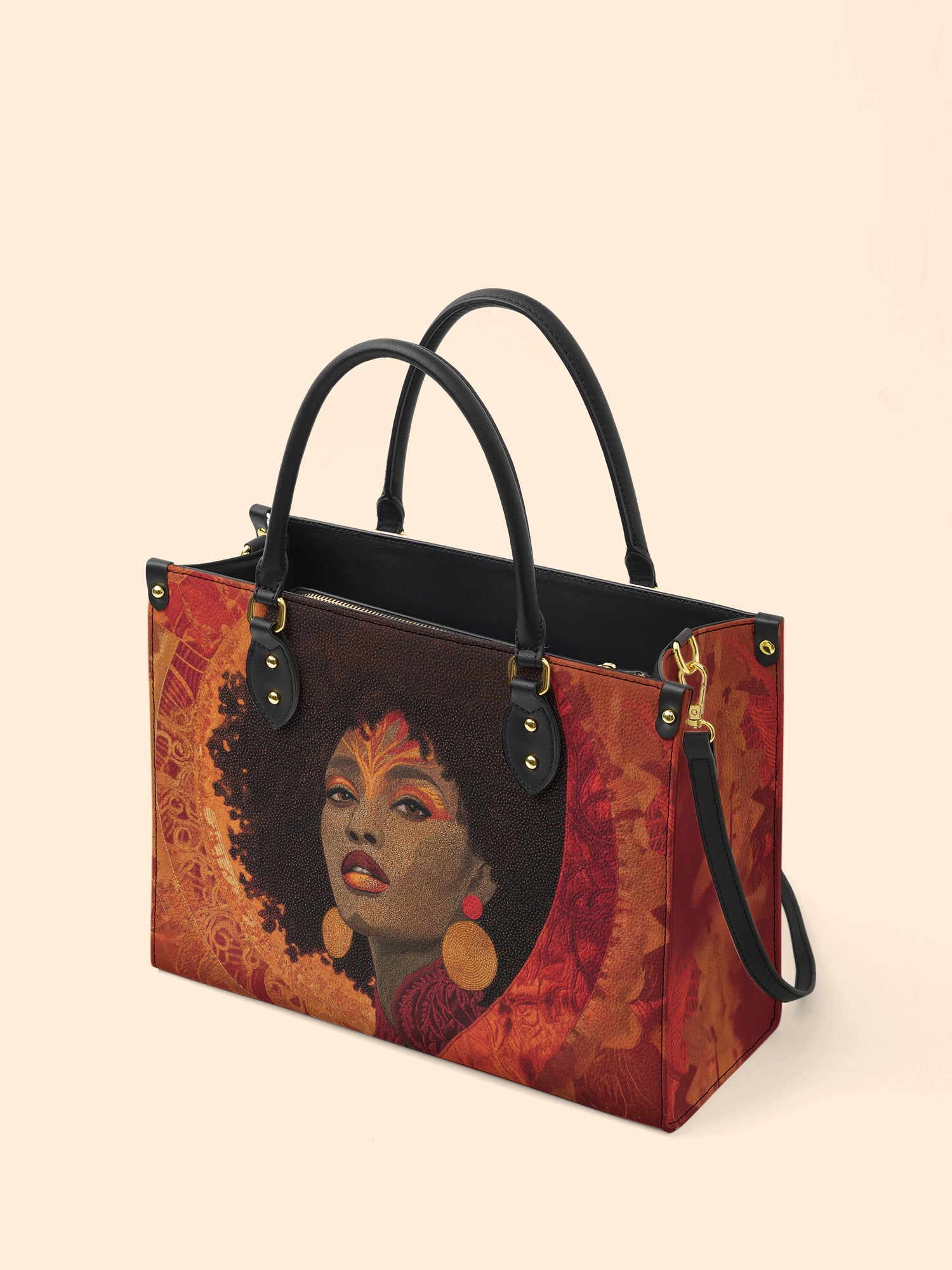 Noir Bloom Premium Leather Handbag QR0XD236