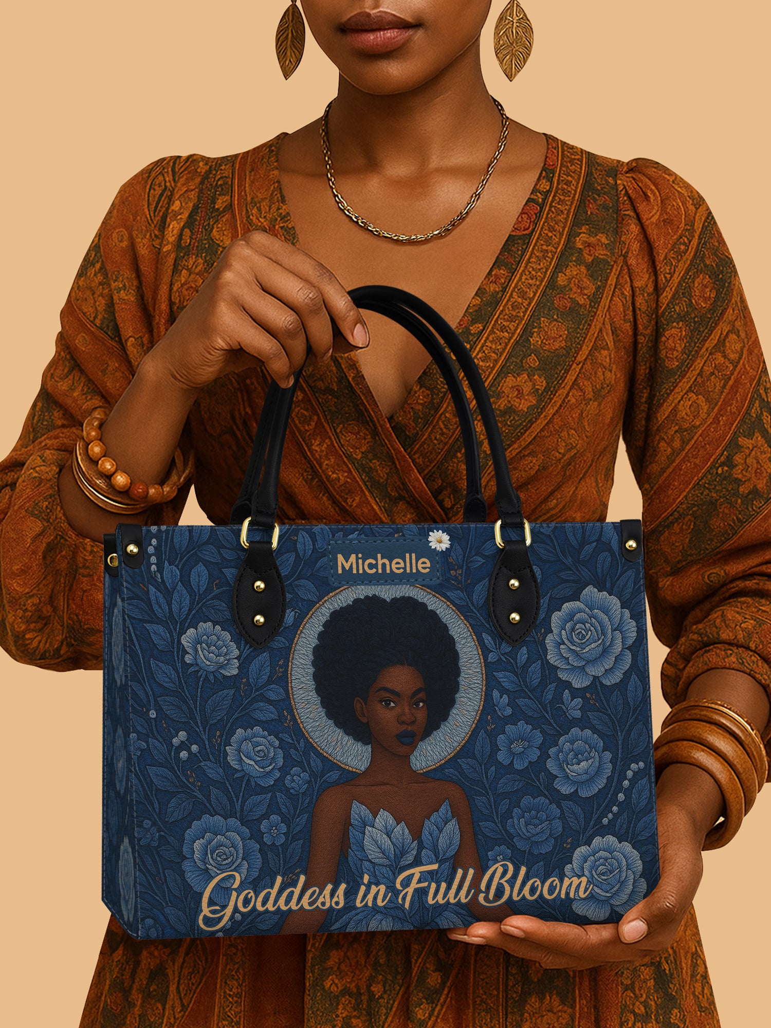 Goddess in Bloom Premium Leather Handbag