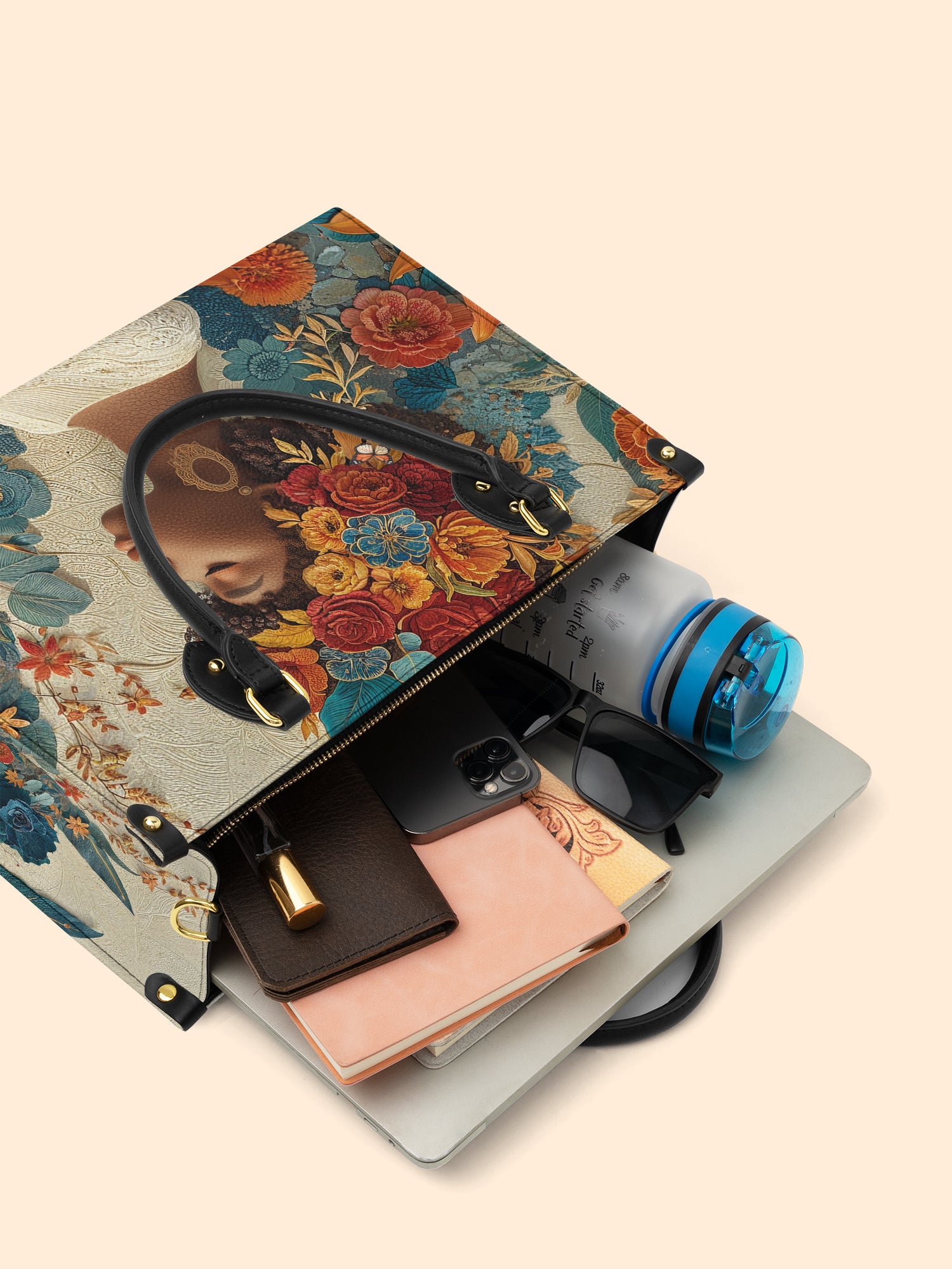 Golden Bloom Premium Leather Handbag QR0HH073