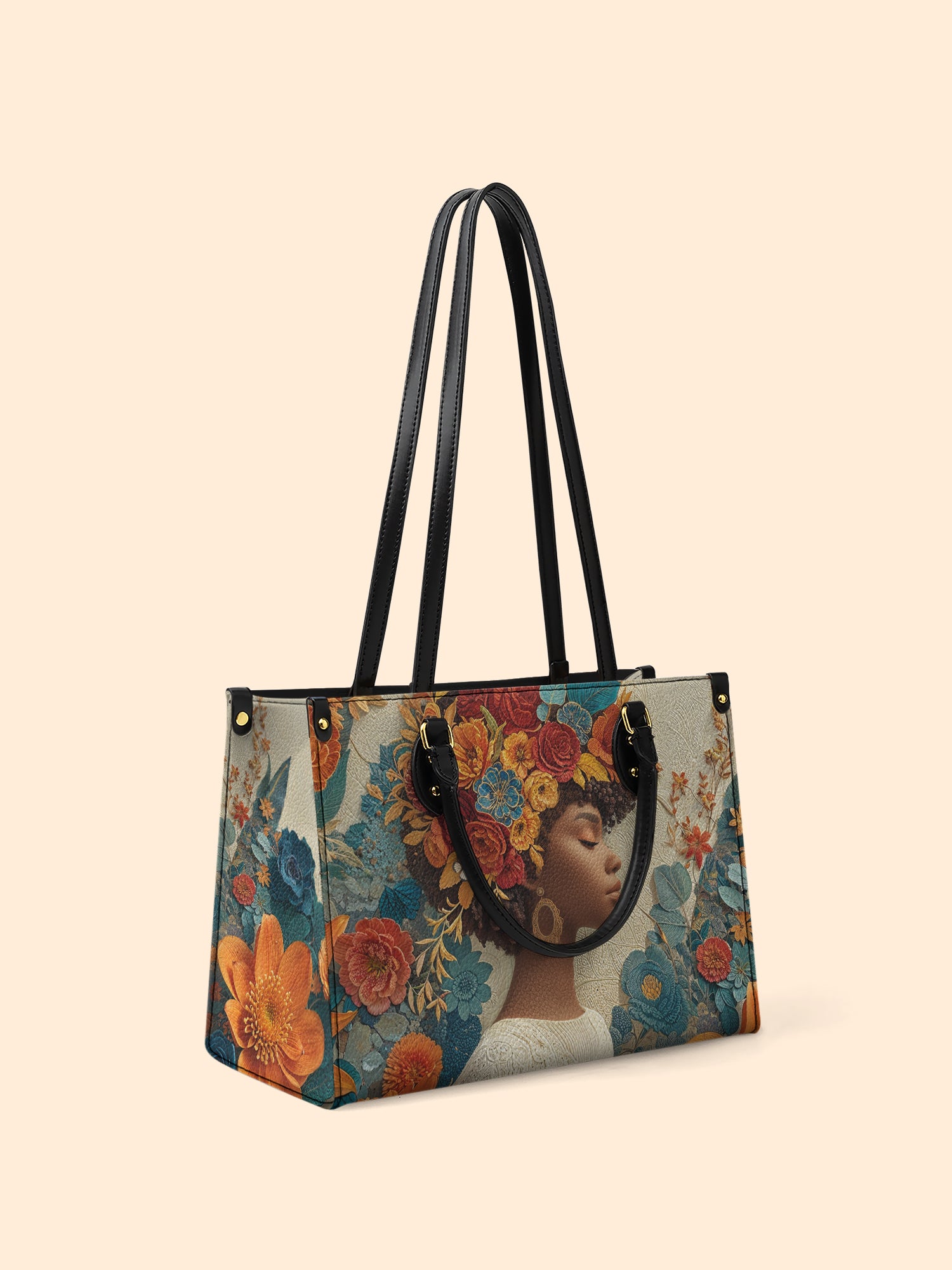 Golden Bloom Premium Leather Handbag QR0HH073