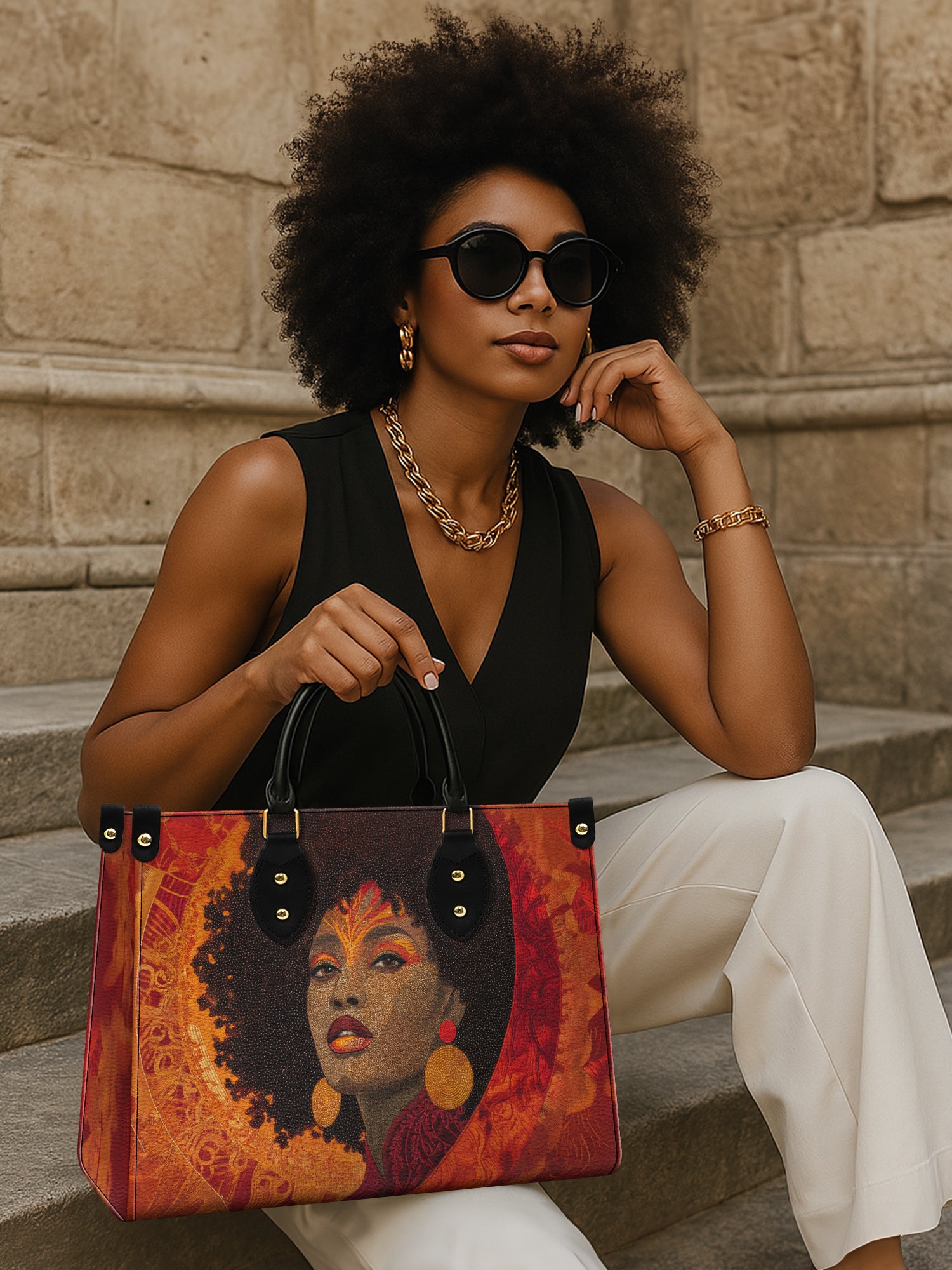 Noir Bloom Premium Leather Handbag QR0XD236