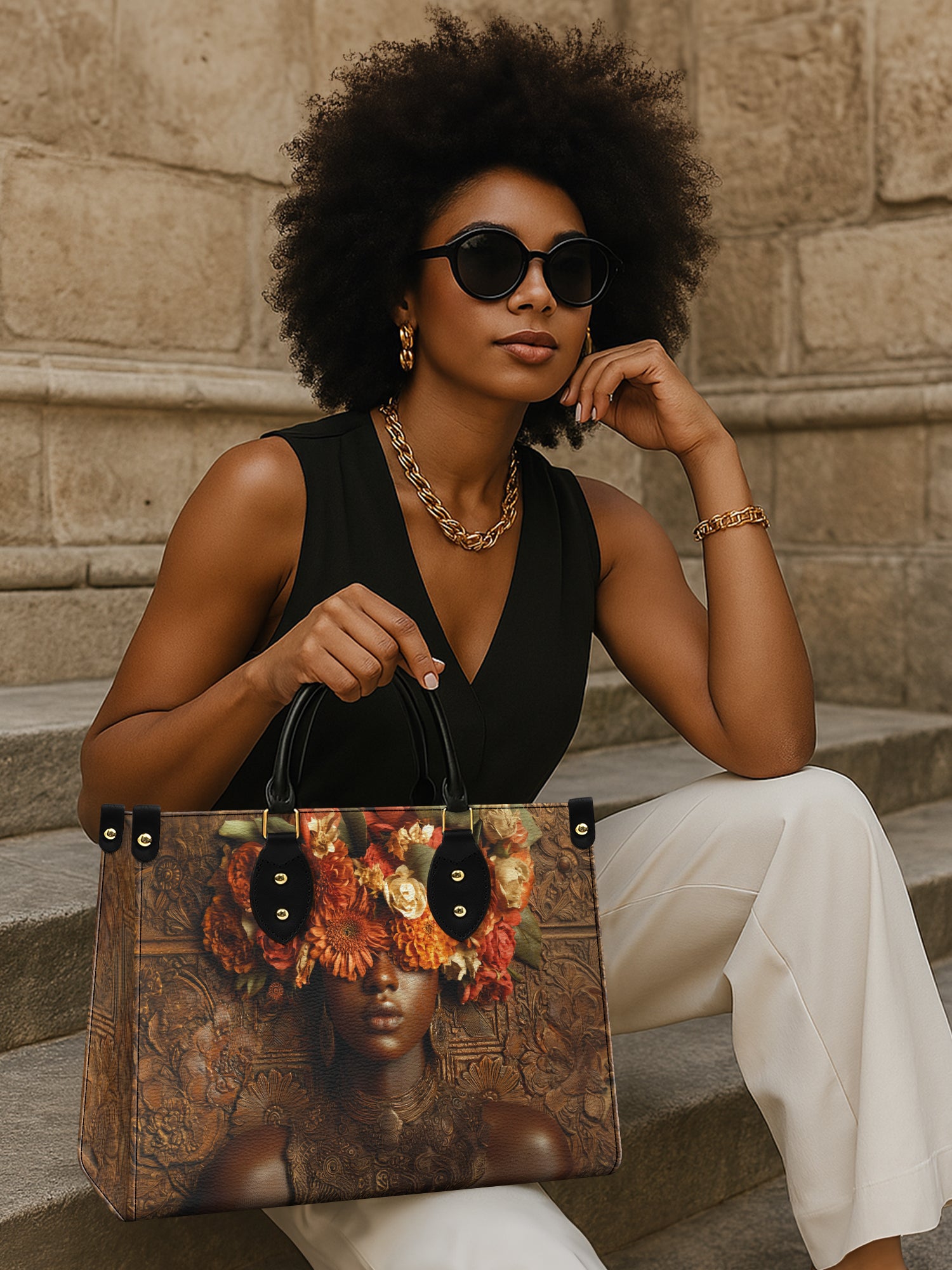 Floral Goddess Premium Leather Handbag QR0TV043