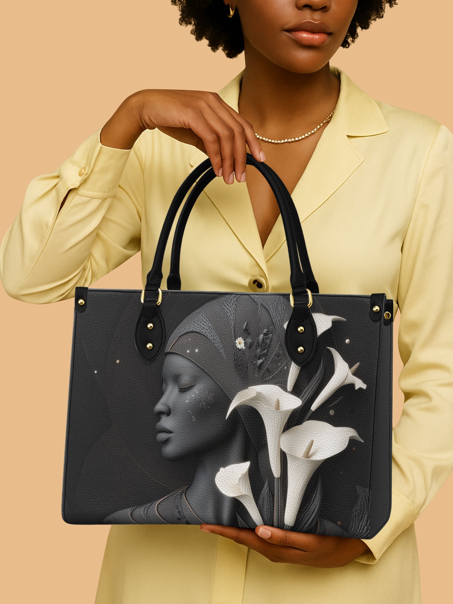 Lunar Silhouette Premium Leather Handbag QR0TD207