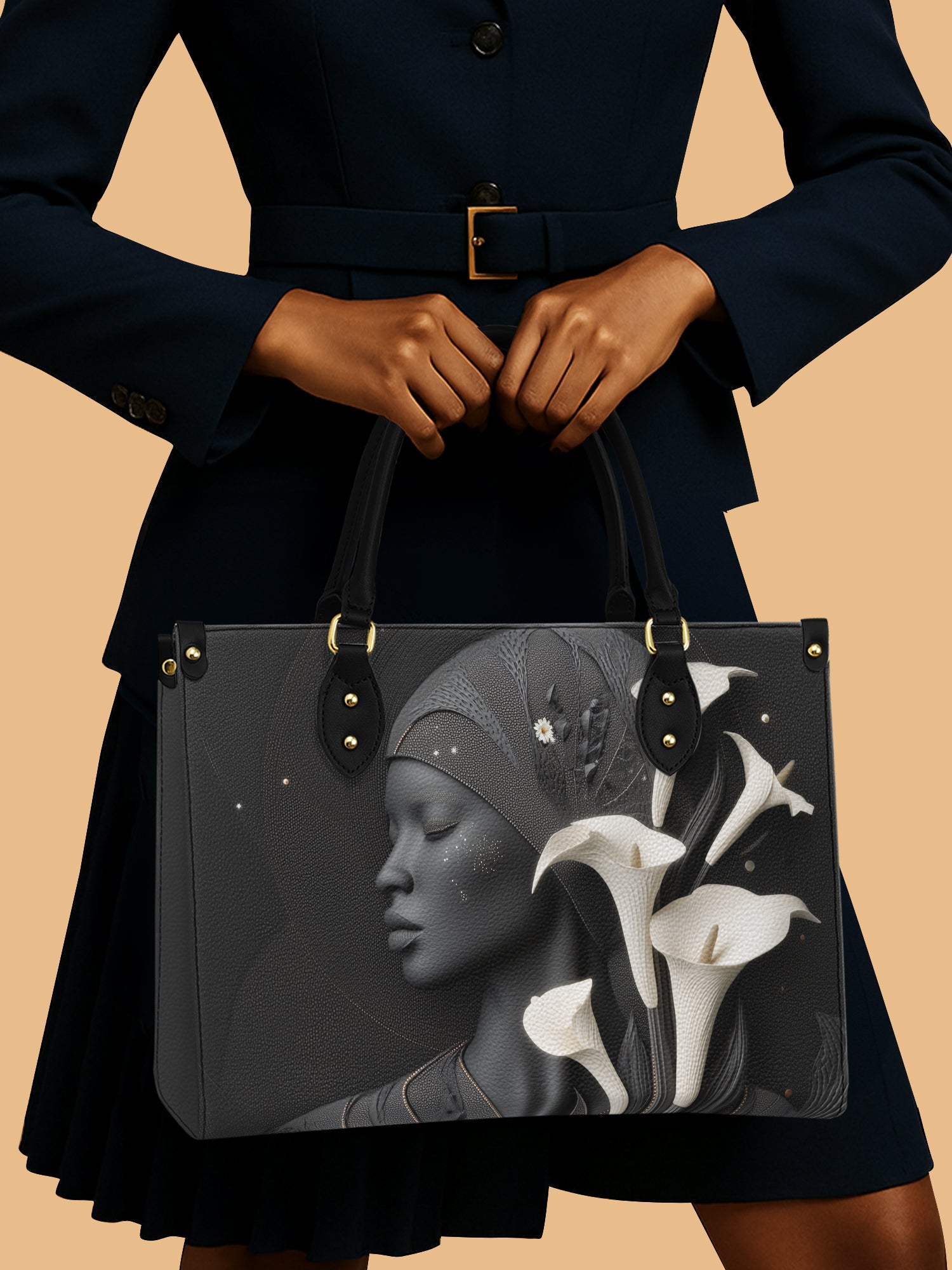 Lunar Silhouette Premium Leather Handbag QR0TD207