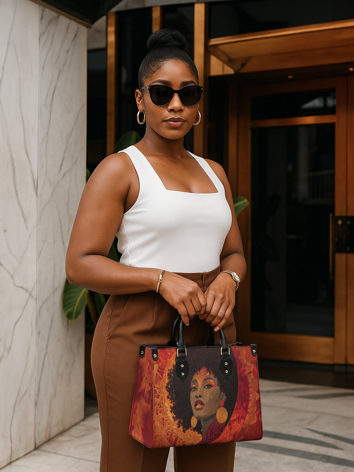 Noir Bloom Premium Leather Handbag QR0XD236