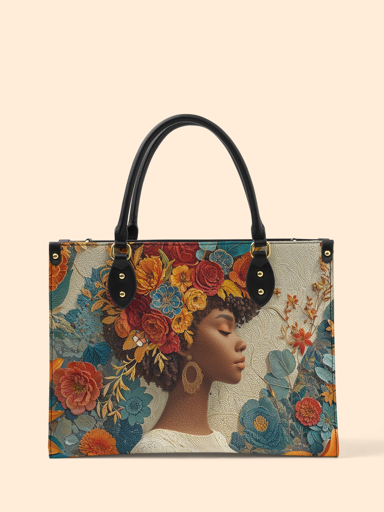 Golden Bloom Premium Leather Handbag QR0HH073