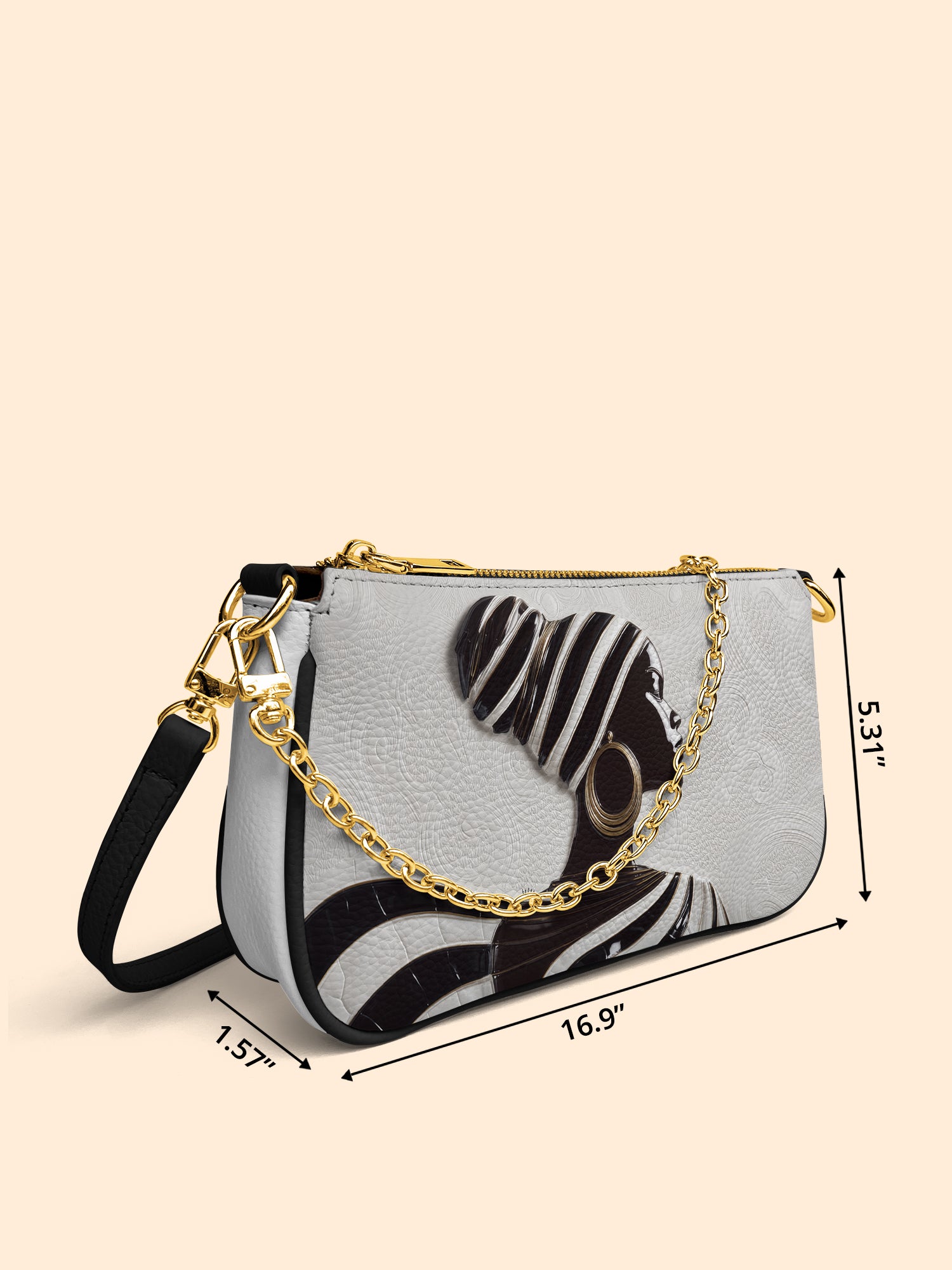 Ivory Stripes Classic Zip Pochette QR0XD437
