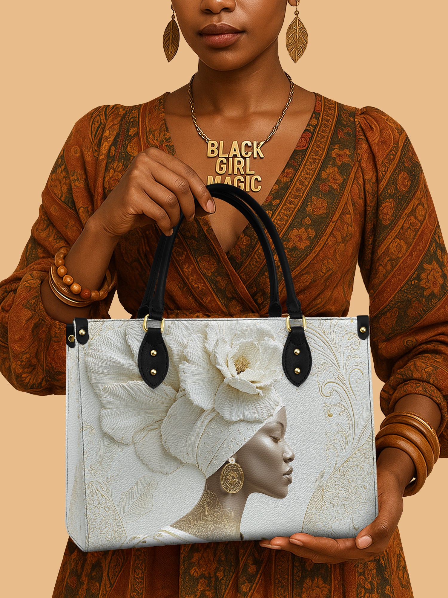 Luminous Bloom Premium Leather Handbag QR0TV121