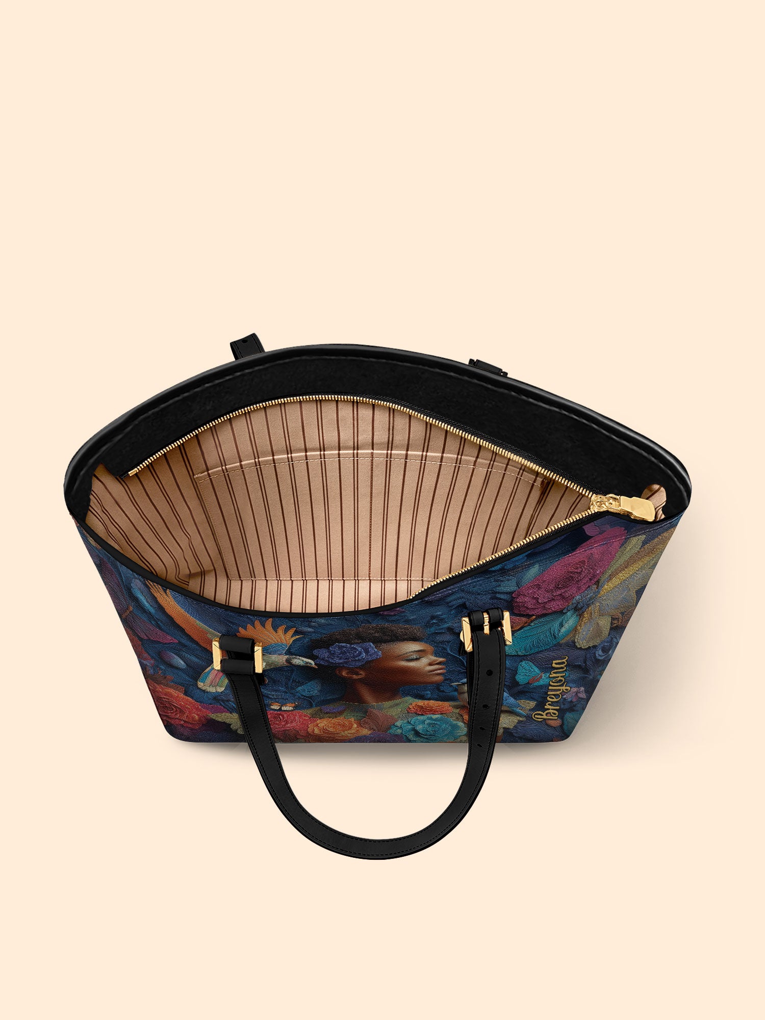 Blue Garden Sleek Leather Tote