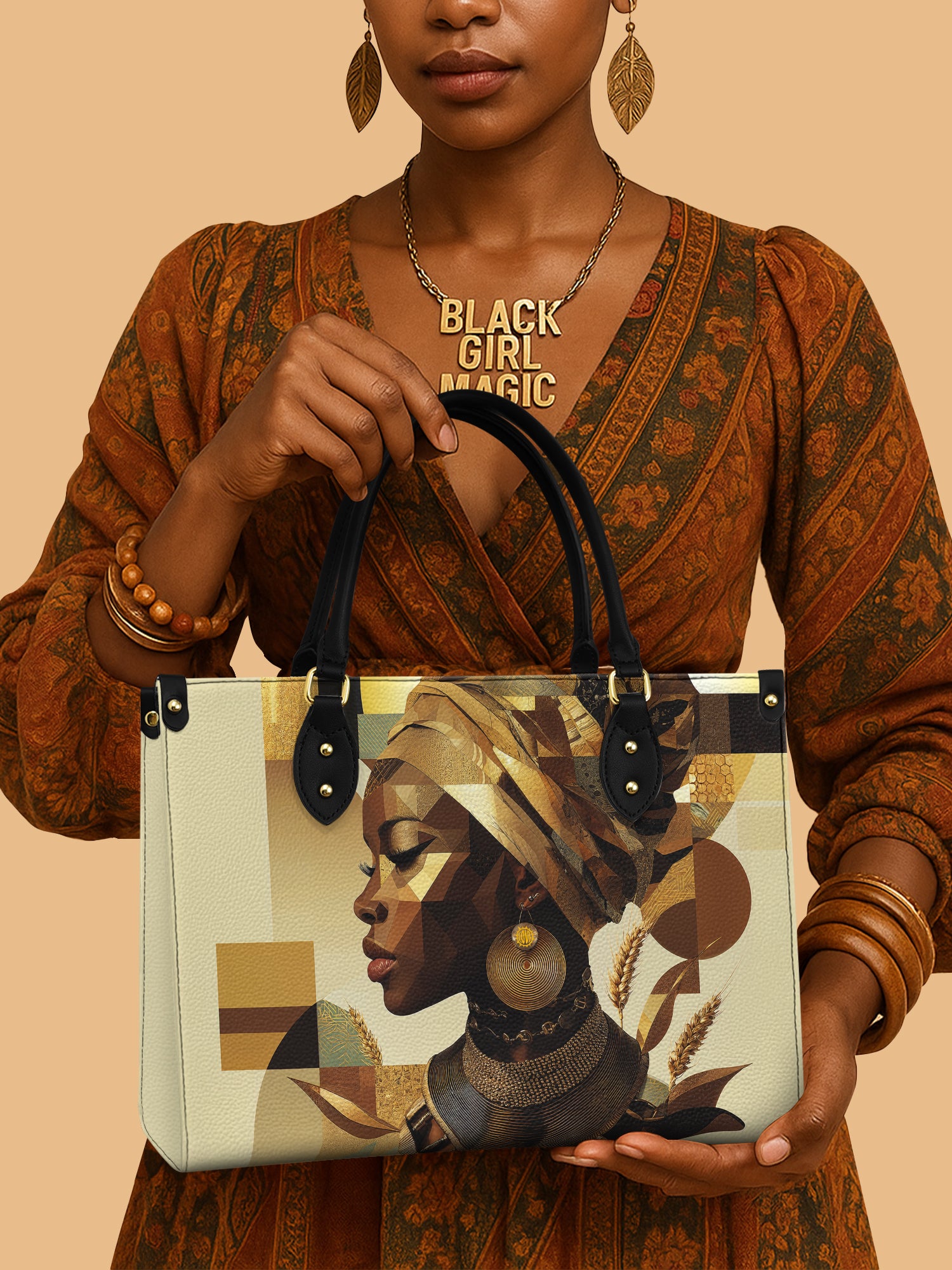 Golden Facets Premium Leather Handbag QR0TV045