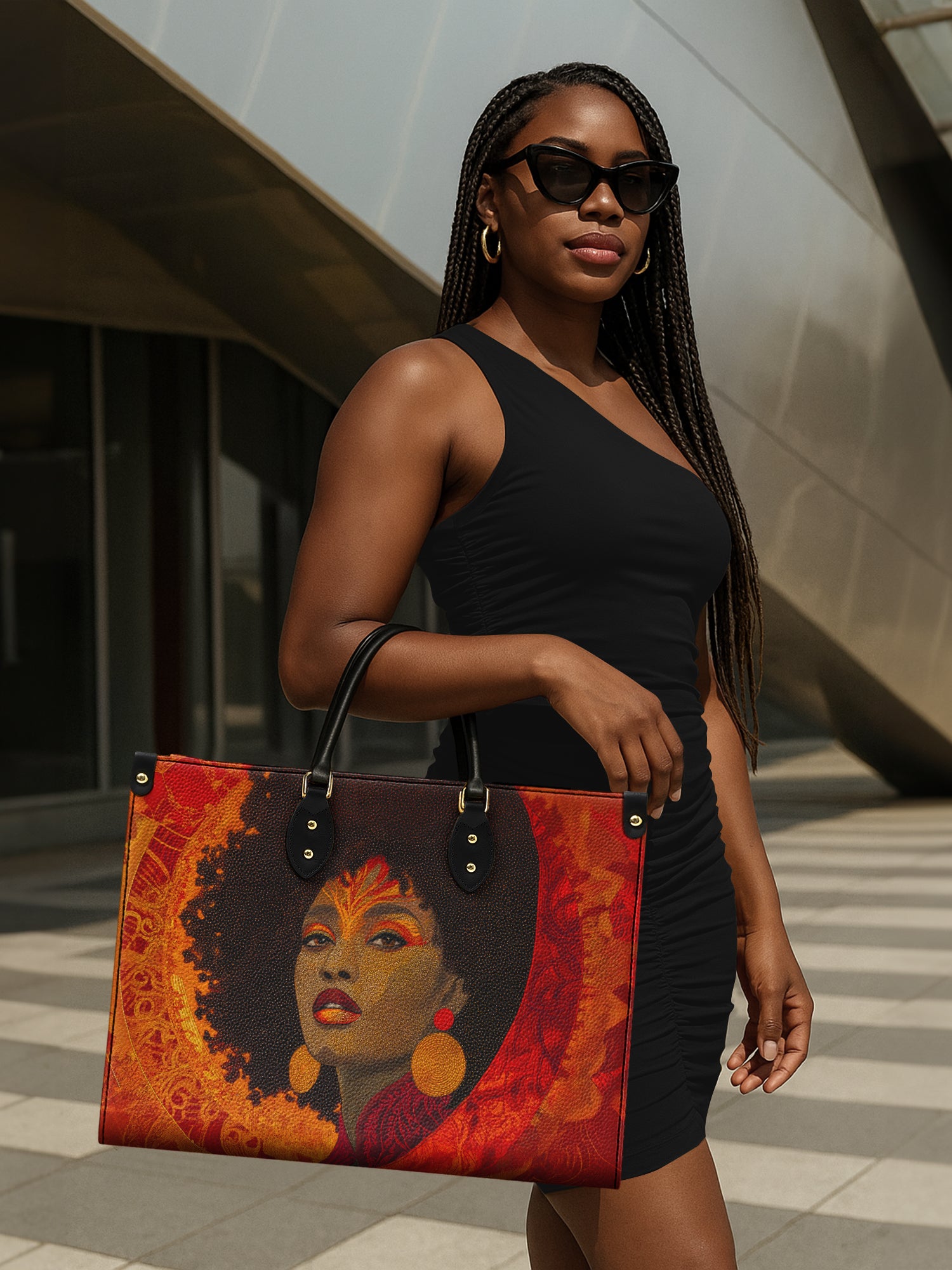 Noir Bloom Premium Leather Handbag QR0XD236