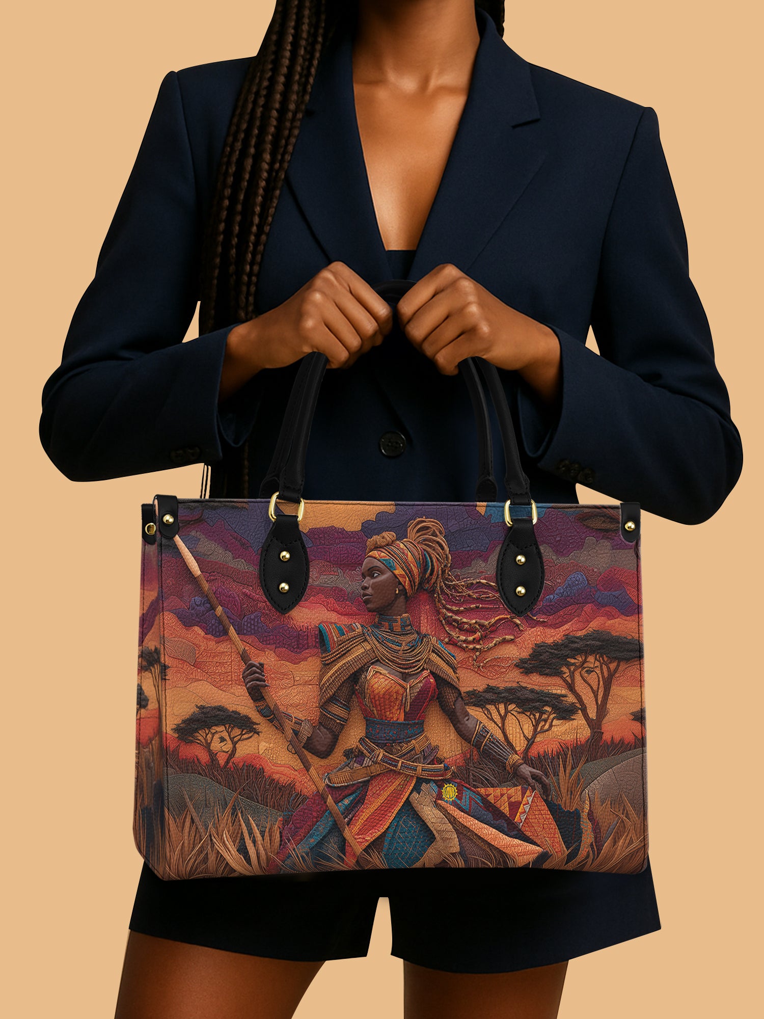 African Warrior Premium Leather Handbag QR0HH059
