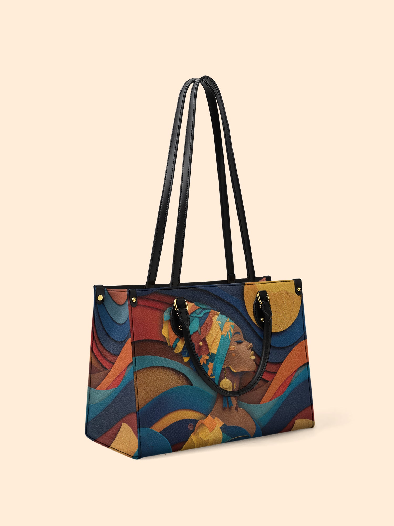 Woman in Headwrap Premium Leather Handbag QR0HH021