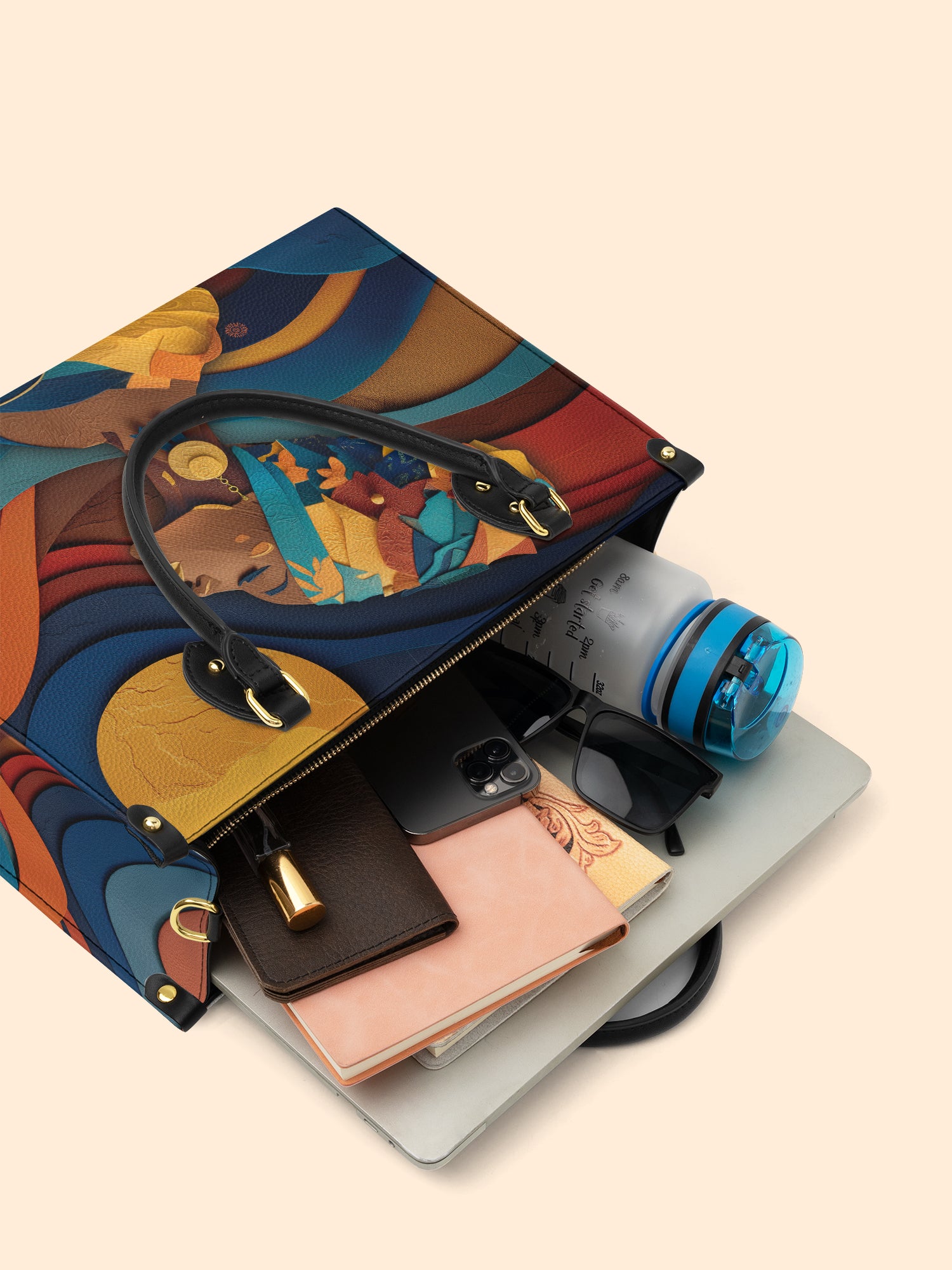 Woman in Headwrap Premium Leather Handbag QR0HH021