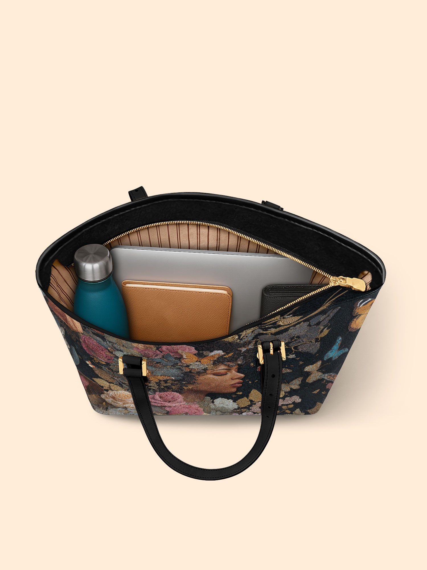 Butterfly Queen Sleek Leather Tote QR0HH011