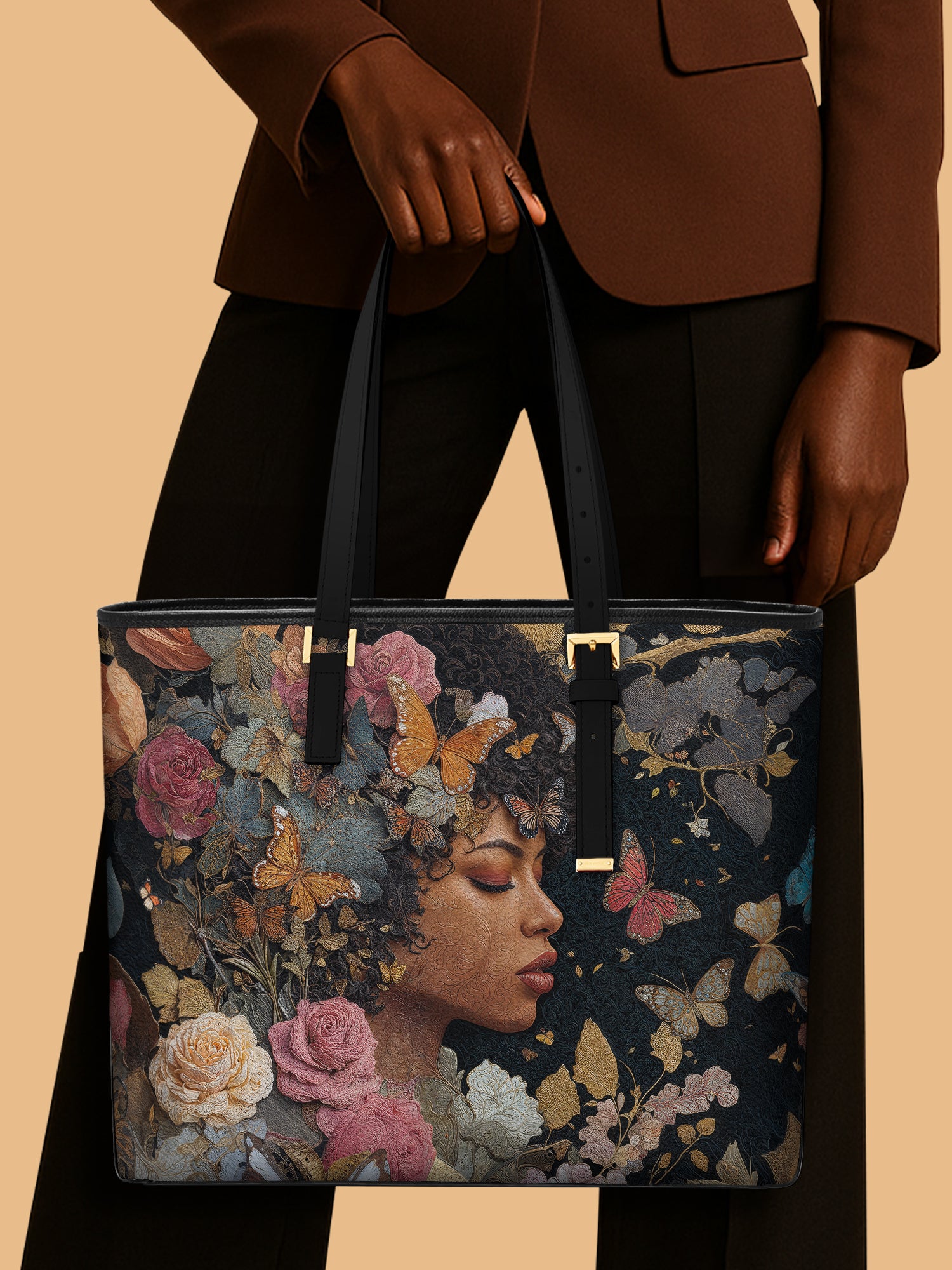 Butterfly Queen Sleek Leather Tote QR0HH011